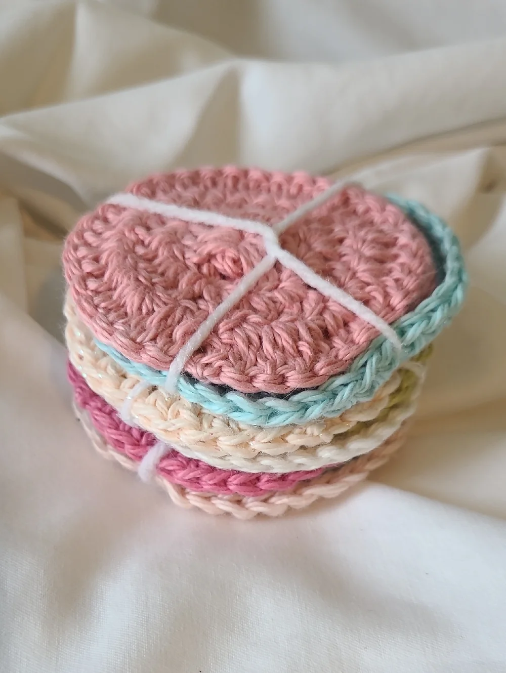 Handmade Crocheted Face Scrubbies Set Of 9 - Pastel Mix By Grey Dove Creations